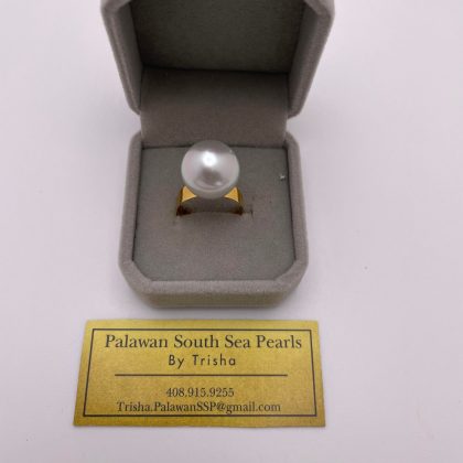 14.5mm White South Sea Pearls, 14k Solid Gold Ring